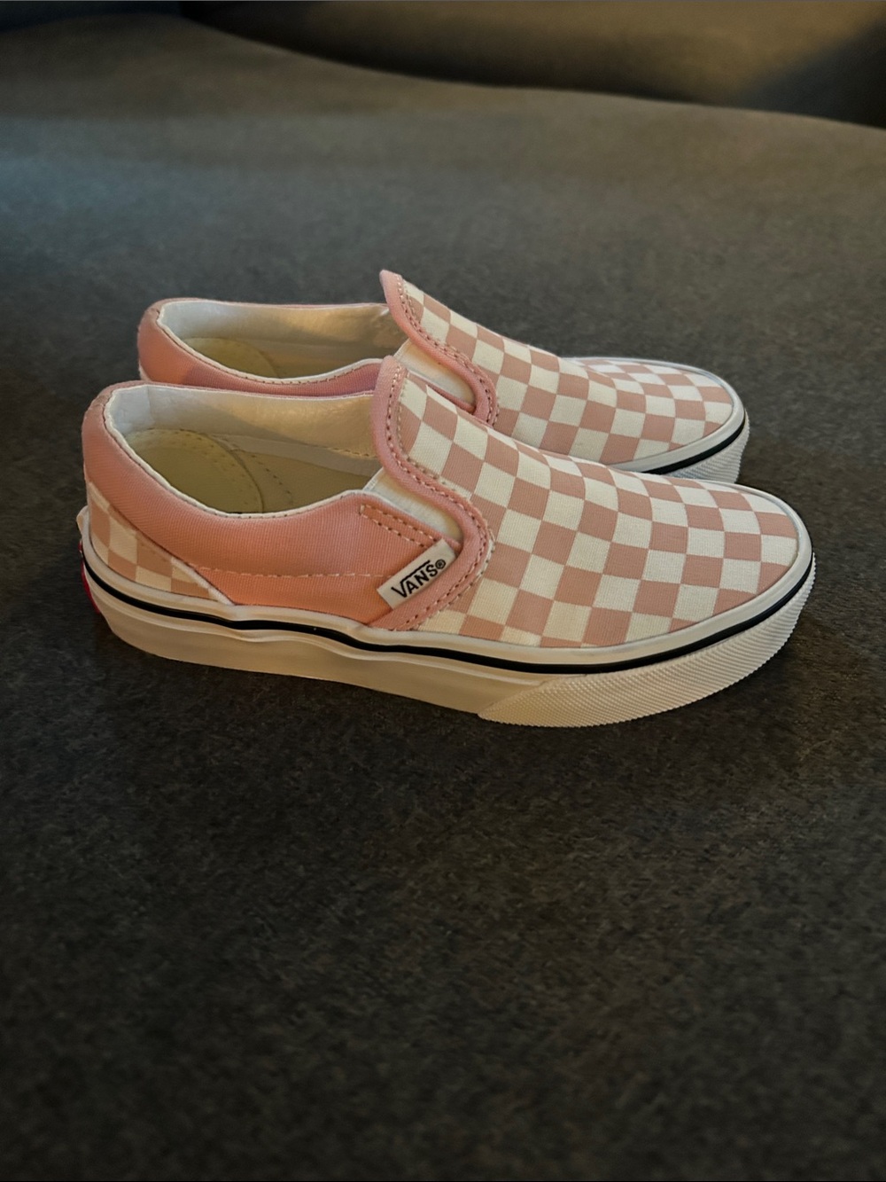 Kids pink and white checkered Vans